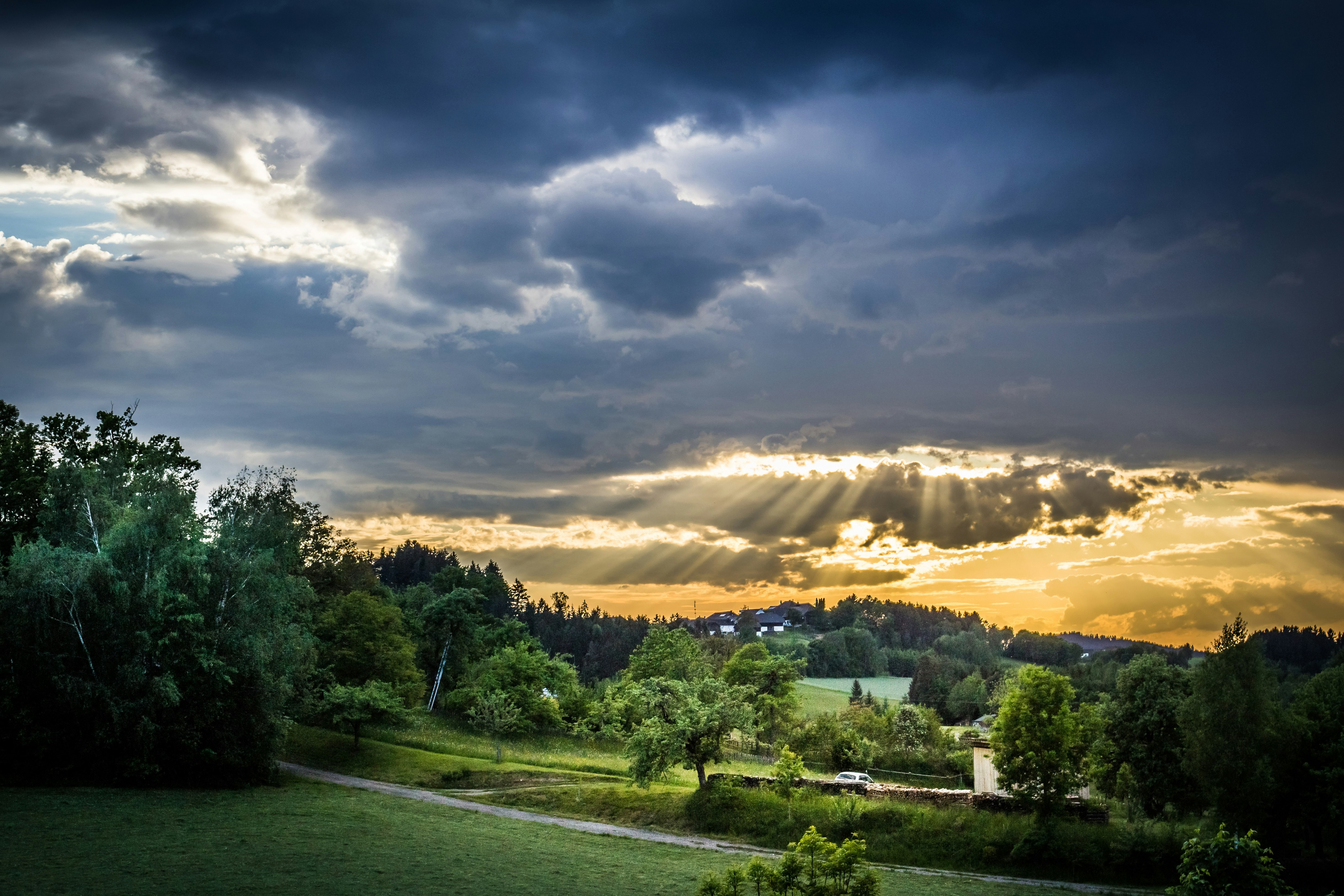 sunrays behind the clouds